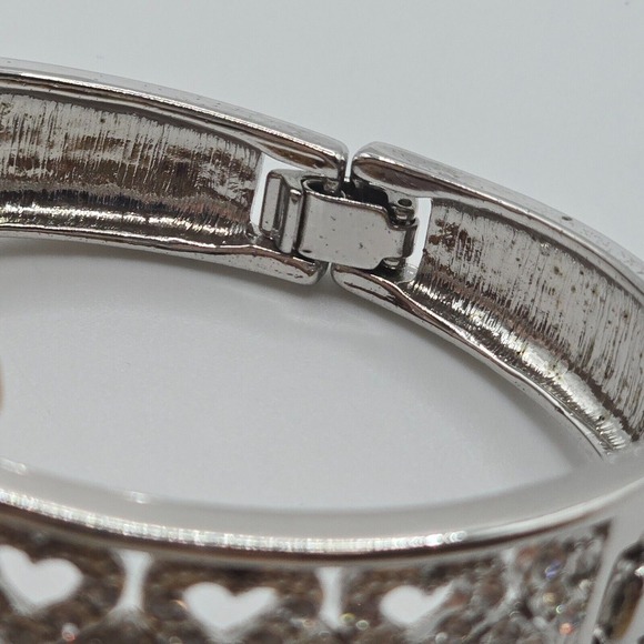 Rhinestone Heart Clusters Silver Tone‎ Bracelet Womens Jewelry - Picture 6 of 9